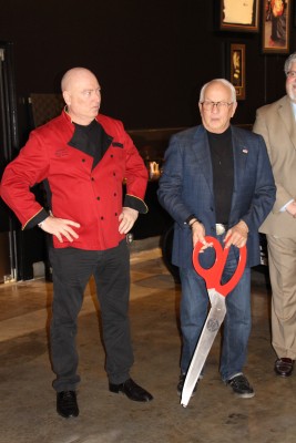 Bruno Serato and Founder Dick Marconi having a laugh over the over sized scissors. 