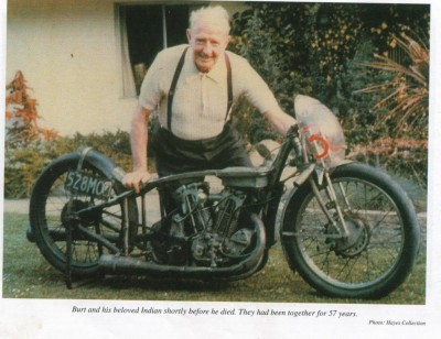 A photograph of Burt Munro and Indian motorcycle. - forums.sohc4.net